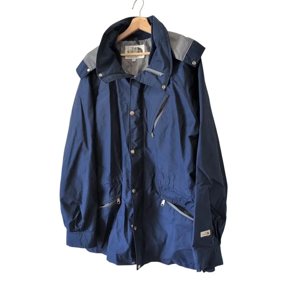 Vintage The North‎ Face 1970s Brown Label Jacket Navy Blue Gore-Tex Men's XL
